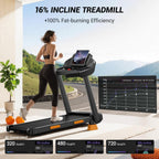 CURSOR FITNESS 16% Incline Treadmills for Home Small with 3 LED Displays | 400LBS Capacity Foldable Walking Pad Treadmill with Low Noise 3.0HP Motor, Portable Treadmill 0.6-7.0MPH