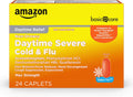 Amazon Basic Care Daytime Severe Cold & Flu Relief Caplets, Multi-Symptom Relief for Headache, Fever, Sore Throat, Chest & Nasal Congestion, Vapor Ice, 24 Count