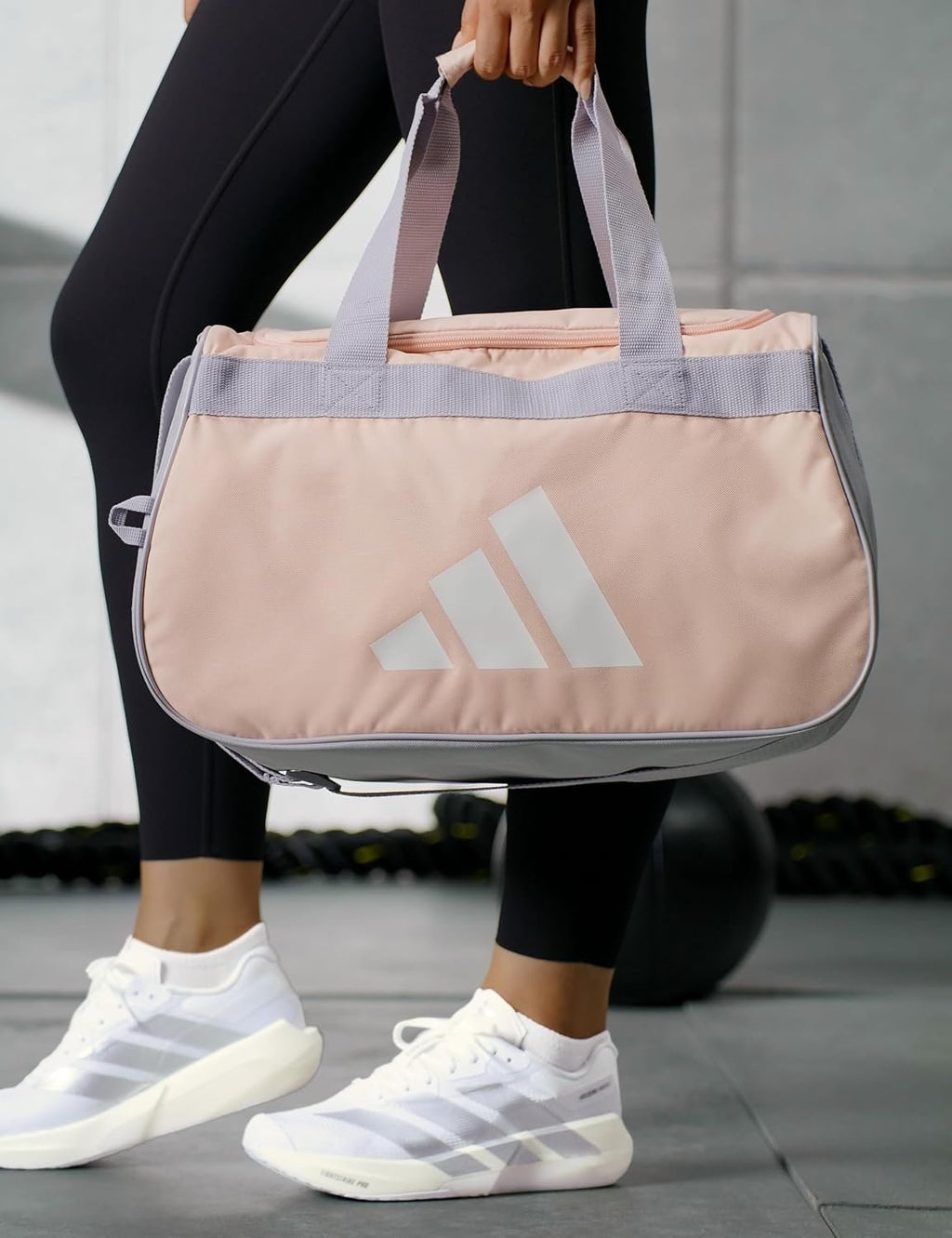 adidas Power Gym Bag – Lightweight Small Duffel, Blush Pink/White/Halo Silver Grey, OSFA