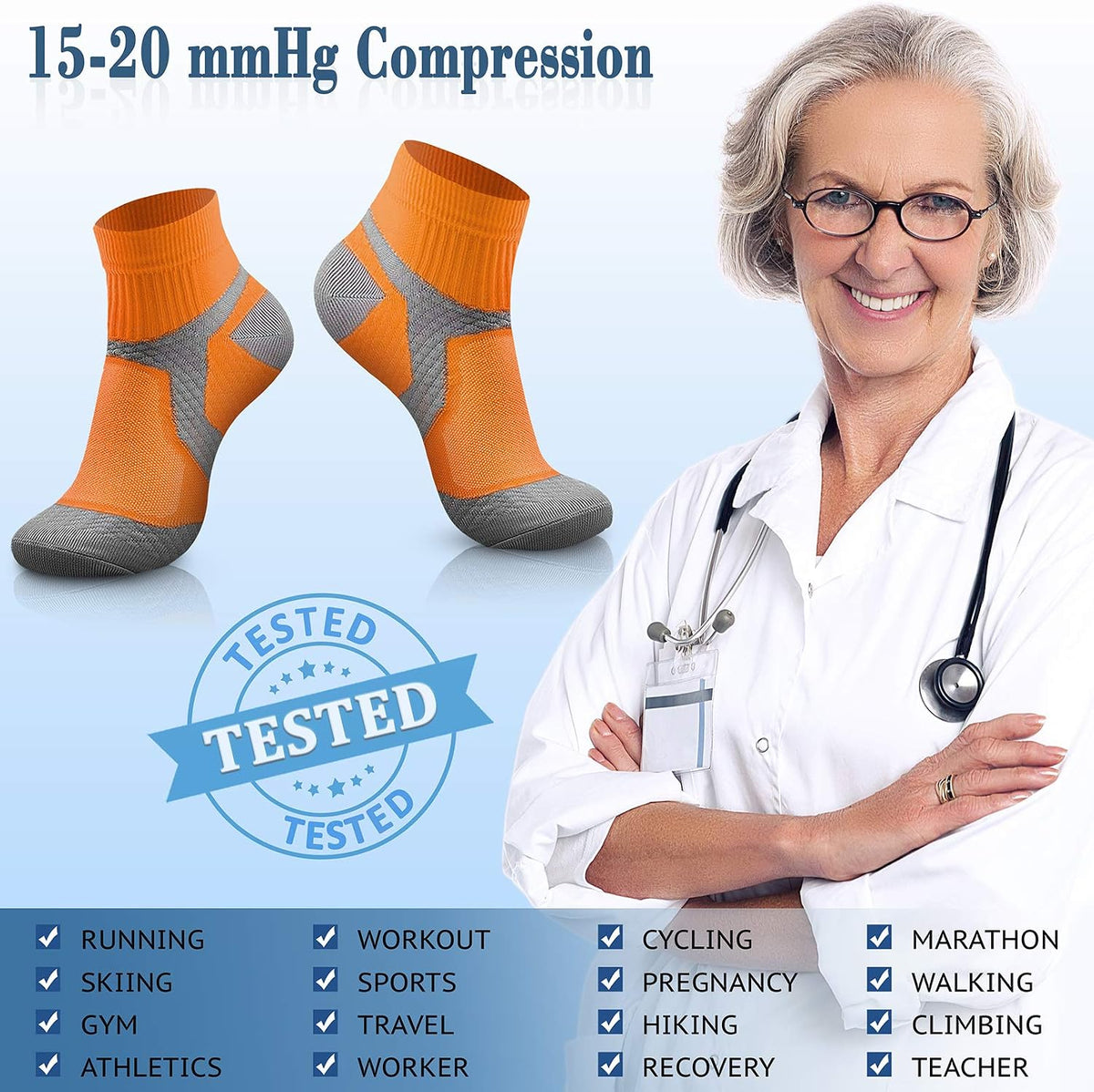 CHARMKING Compression Socks for Women & Men Circulation 15-20 mmHg is Best for Athletic Running Cycling Nurse Daily Wear