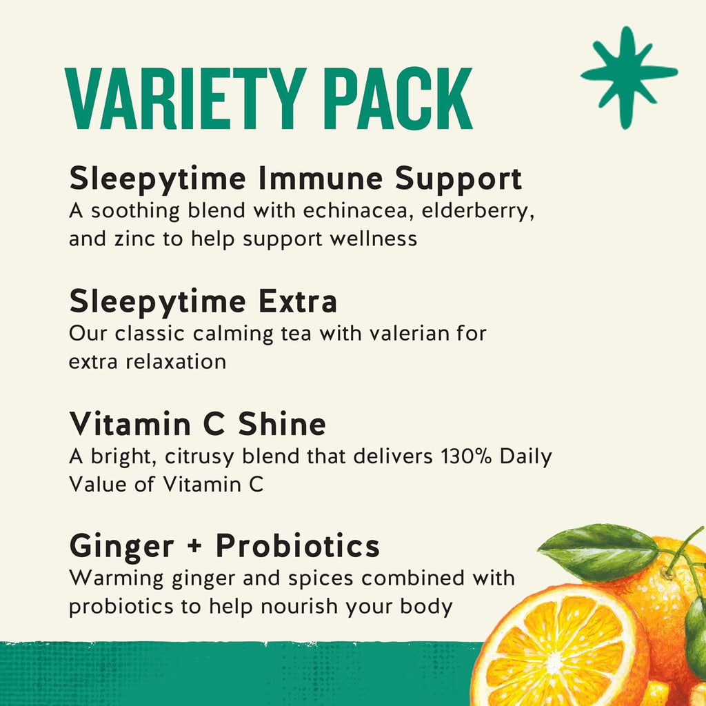 Celestial Seasonings Everyday Wellness Tea Variety Pack, Caffeine Free, 16 Tea Bags Box