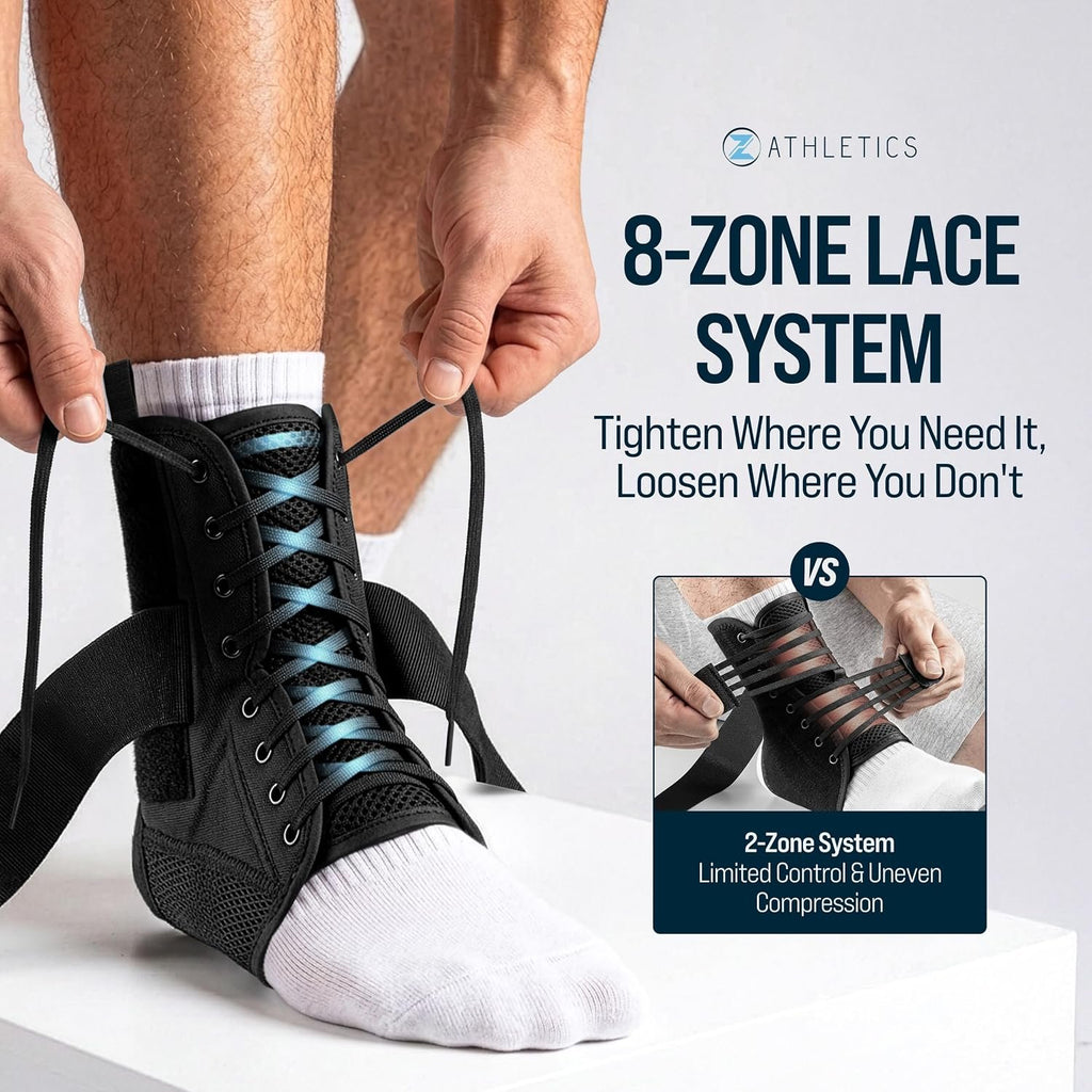 Reinforced Lace Up Ankle Brace for Men & Women, Sprained Ankle Support Wrap