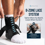 Reinforced Lace Up Ankle Brace for Men & Women, Sprained Ankle Support Wrap
