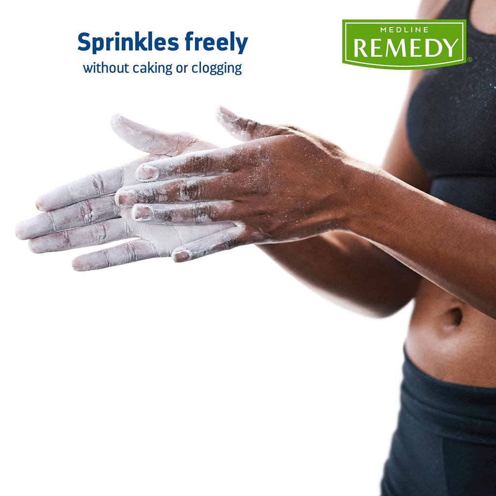 Medline Remedy Essentials Cornstarch Powder (1.5 oz Bottle), Fresh Scent, Talc Free, Travel Size, Skin Care, Absorbs Sweat, Soothes, Reduces Friction & Chafing, for Adults, Feet, Groin