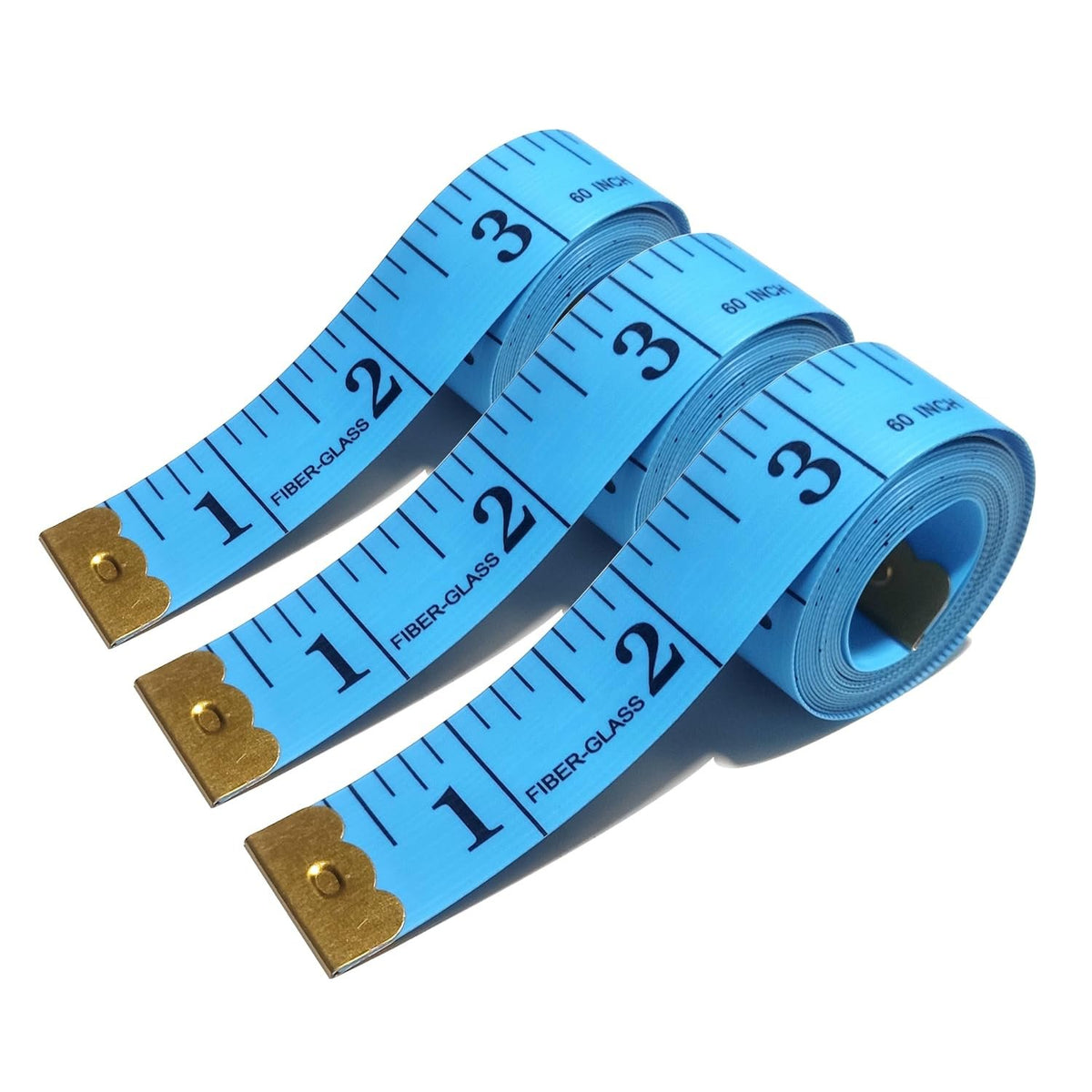 3 Pack Tape Measure Body Measuring Tape, Soft Fabric Measuring Tape for Sewing Cloth Measurement, 60 Inch Double Scale Tailor Ruler for Weight Loss (Blue)