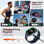 2026 Distance & Pace GPS Running Watch for Runners - Call & Text, AMOLED Large Screen, 50m Waterproof Swimming, Calorie & Step Counter, 2 Bands, Long Battery, for Seniors Men Women（Blue）