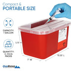 Large Sharps Container for Home Use and Professional 1 Gallon (2-Pack), Biohazard Needle and Syringe Disposal, Pop Up Lid, CDC Certified