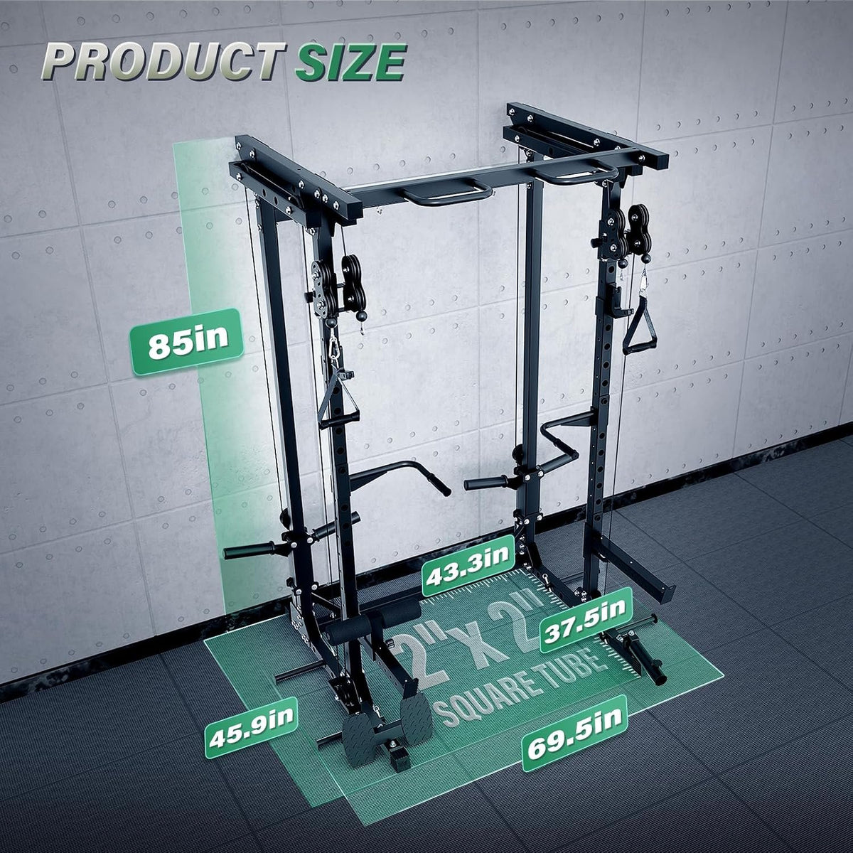 MAJOR FITNESS Drone3 Power Rack, 2500lbs Multi-Function Home Gym Squat Rack with Dual Pulley System, Pull-Up Bar & J-Hooks, Heavy-Duty Steel Frame for Maximum Stability & Strength Training