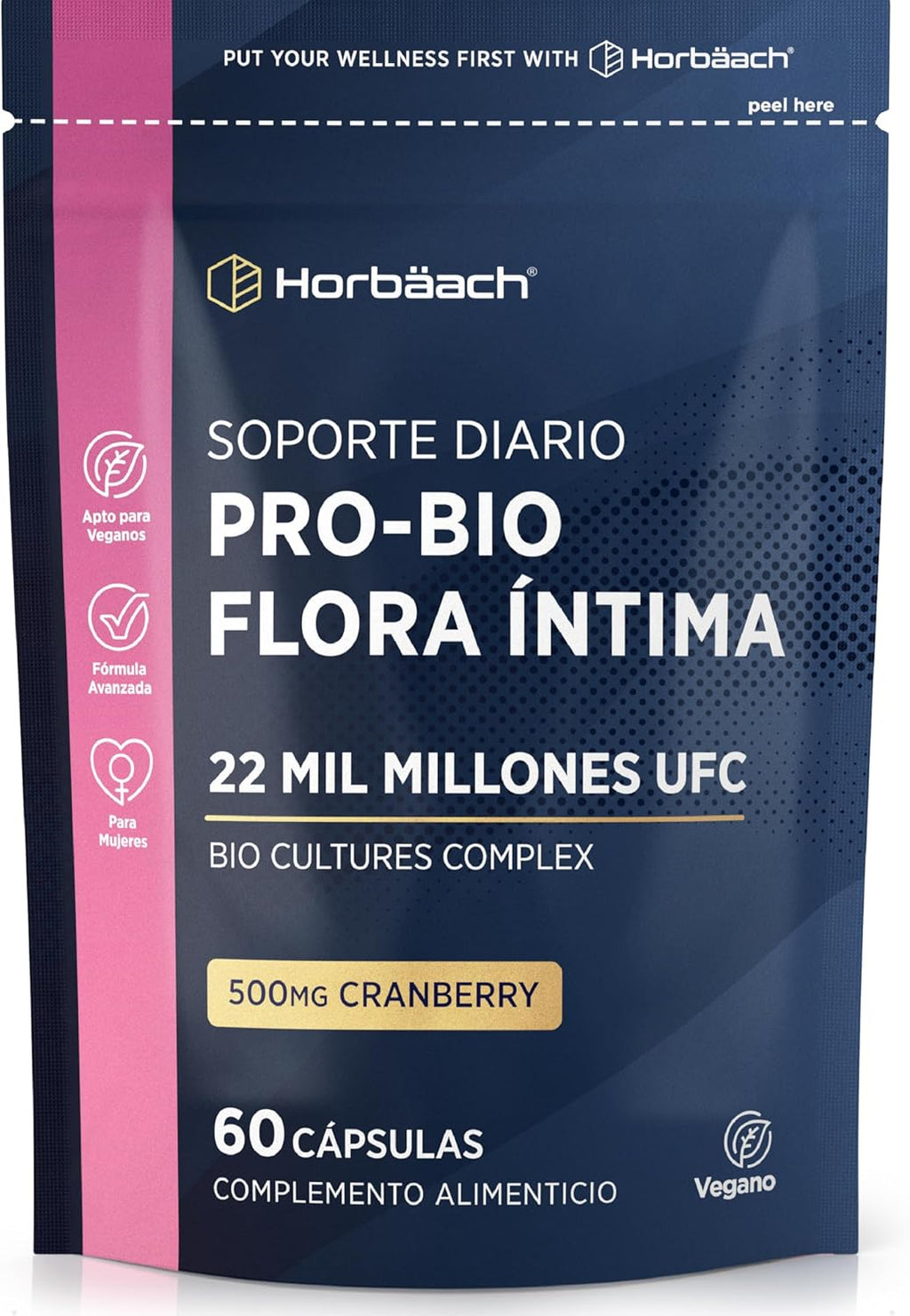 Pro-bio Woman Intimate Flora 22 Billion CFU with Cranberry | Inner Balance with Lactobacillus Reuteri + Lingonberry Extract | by Horbaach