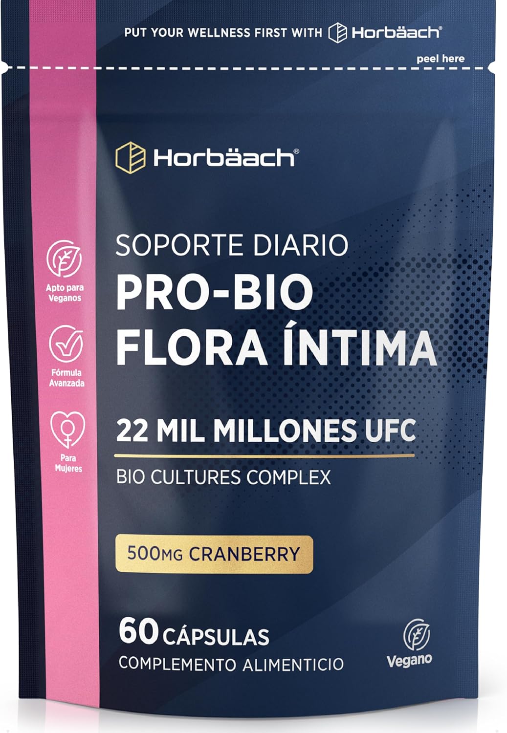 Pro-bio Woman Intimate Flora 22 Billion CFU with Cranberry | Inner Balance with Lactobacillus Reuteri + Lingonberry Extract | by Horbaach