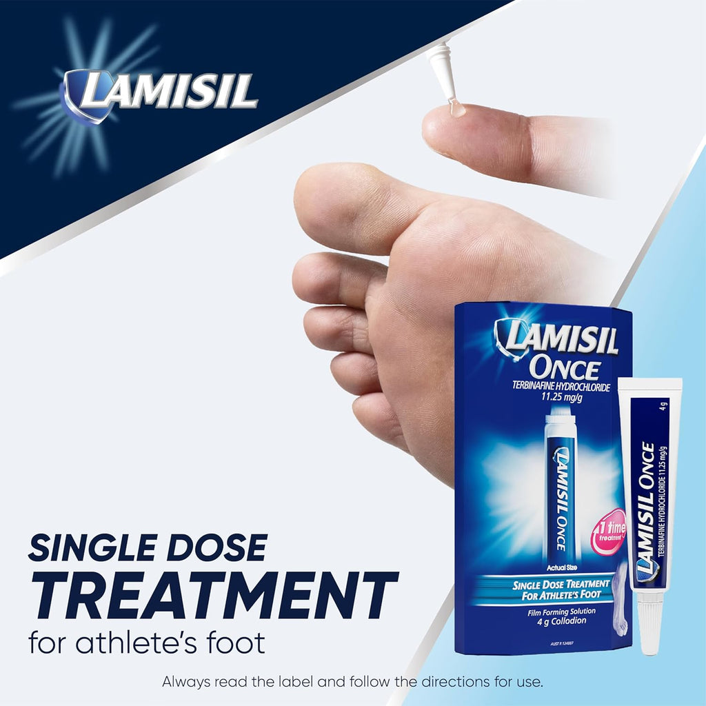 Lamisil Once | Single Dose Athlete’s Foot Treatment |Relieves Itching, Burning, Cracking Symptoms| Antifungal Solution 4g