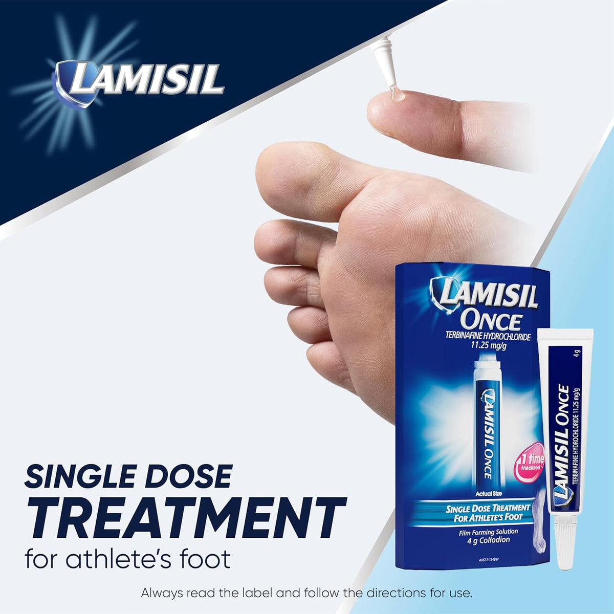 Lamisil Once | Single Dose Athlete’s Foot Treatment |Relieves Itching, Burning, Cracking Symptoms| Antifungal Solution 4g