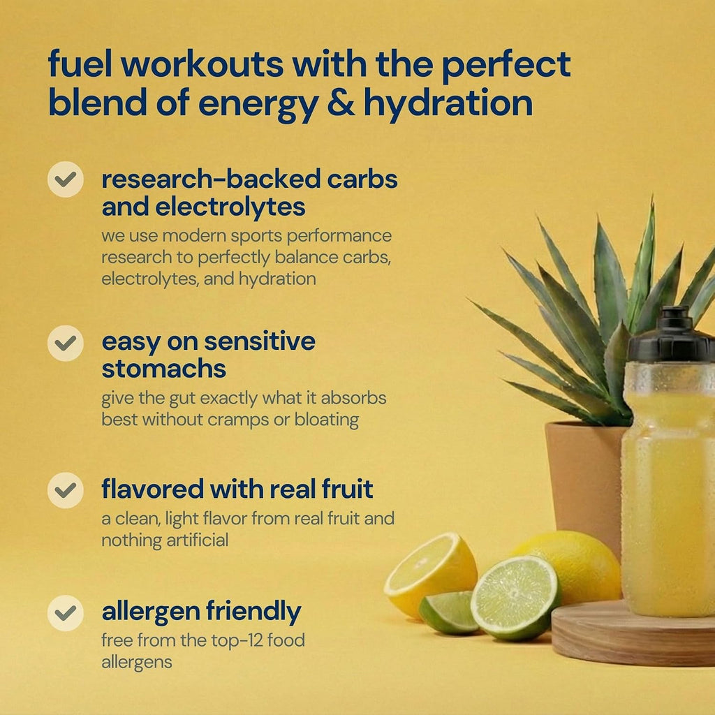 Flow Formulas Lemon Lime Endurance Drink Mix, Top 12 Allergen-Free, Carbohydrate & Electrolyte Sports Fuel Powder for Performance Training, High Carb Exercise Support, Gluten-Free - 10 Servings
