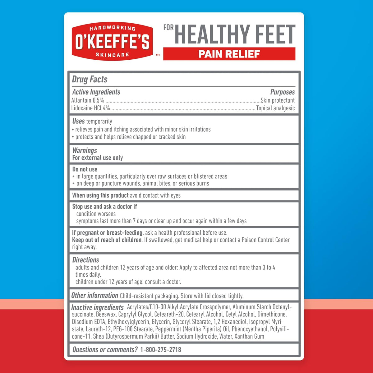 O'Keeffe's for Healthy Feet Pain Relief Foot Cream, Cooling, 3 oz