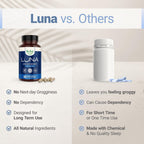 Nested Naturals Luna Melatonin-Free Sleep Supplement - Non-Habit Forming Herbal Sleep Supplement, Adult Bedtime Support, Help Sleeping w/Chamomile, Valerian, L-Theanine - 60 Vegan Capsules