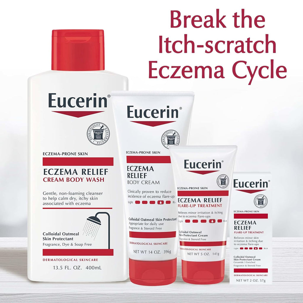 Eucerin Eczema Relief Body Cream with Colloidal Oatmeal, 8 OZ | Daily Eczema Cream, Soothes Eczema-Prone, Itchy Skin, Reduced Flare Ups, NEA Accepted, Fragrance Free, Steroid Free