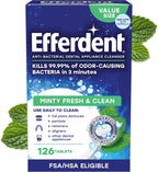 Efferdent Denture Cleaner Tablets, Minty Fresh & Clean, 126 Count | Retainer Cleaner, Use Daily To Clean Dental Appliances, Full Plate Dentures, Aligners & Mouth Guards