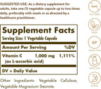 Solgar Vitamin C 1000 mg, 250 Vegetable Capsules, Non-GMO, Gluten Free