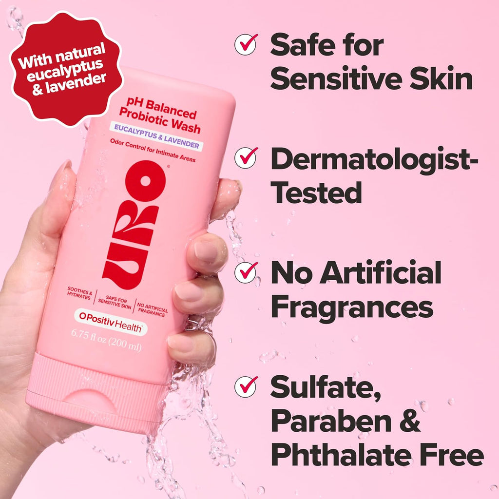 URO pH Balanced Probiotic Wash for Vaginal Odor, Eucalyptus – 6.75 oz