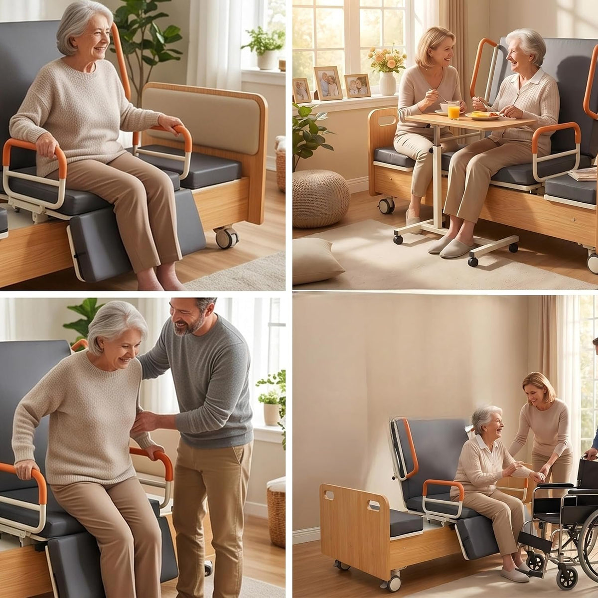Electric Rotating Hospital Medical Beds for Senior Disabled Home Care Use | 750lbs, 90° Rotated Nursing Beds for Home Care with Adjustable Lateral Tilt & Backrest Leg Height