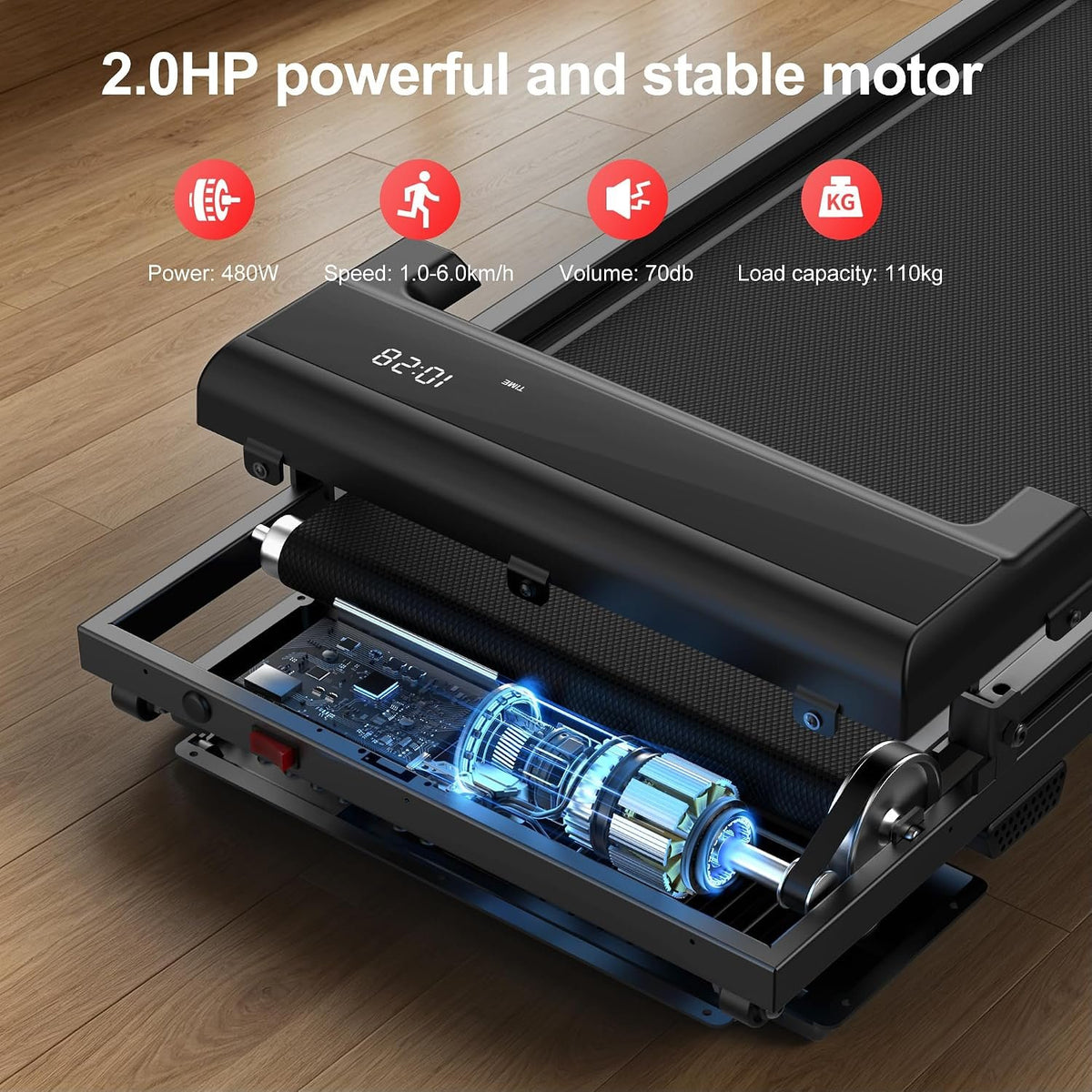 Walking Pad Treadmill for Home - Foldable Treadmills with Handle Bar Mini Portable Walk Pads Under Desk Small Spaces Compact Folding Electric Treadmills Office Walking and Running Machine Terluxra