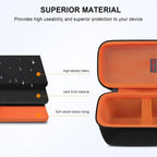 Elonbo Carrying Case Compatible with Portable Handheld Inhaler Nebulizer Machine, Asthma Inhaler/Handheld Atomizer Machine Hard Travel Bag, Mesh Pocket Fits Charging Cable, Black+inside Orange