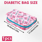 Lightweight Diabetes Travel Case, Diabetic Bag, Pink Flora | Portable Diabetic Supplies Travel Case for Glucometer, Blood Sugar Test Strips, Lancets & Syringes?Case Only ?