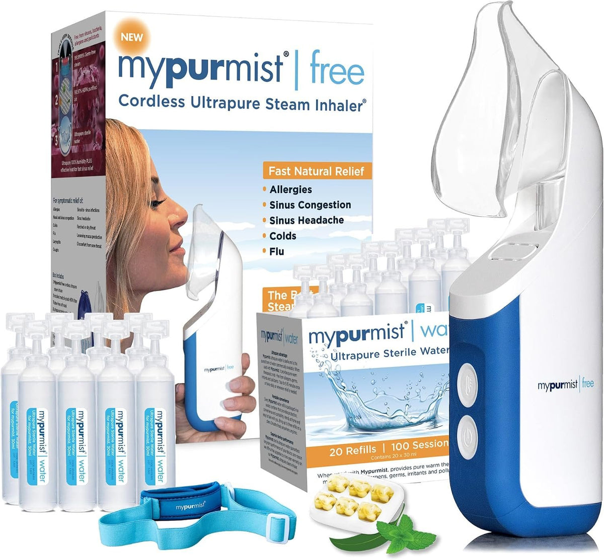 Mypurmist Free Cordless Steam & Sinus Inhaler Premium Kit