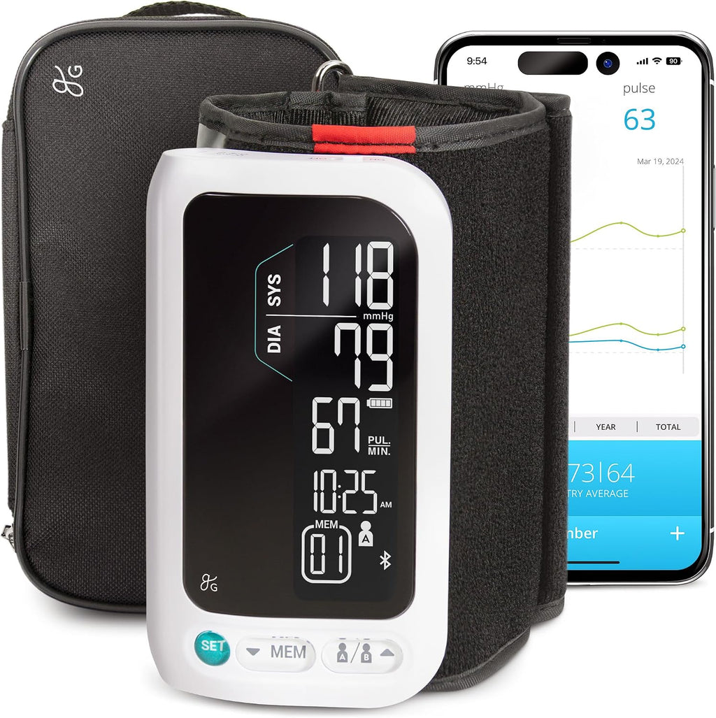 Greater Goods Bluetooth Blood Pressure Monitor with Automatic Upper Arm Cuff, App-Enabled for iOS and Android