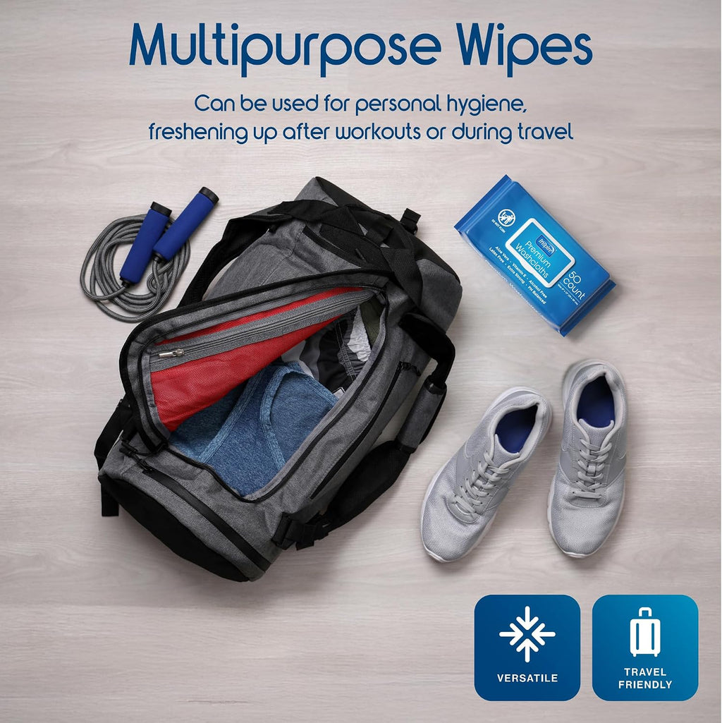 Inspire Adult Wet Wipes, Wash Cloths | Adult Wipes for Incontinence & Cleansing for Elderly, 8"x12" Count 12 packs of 50