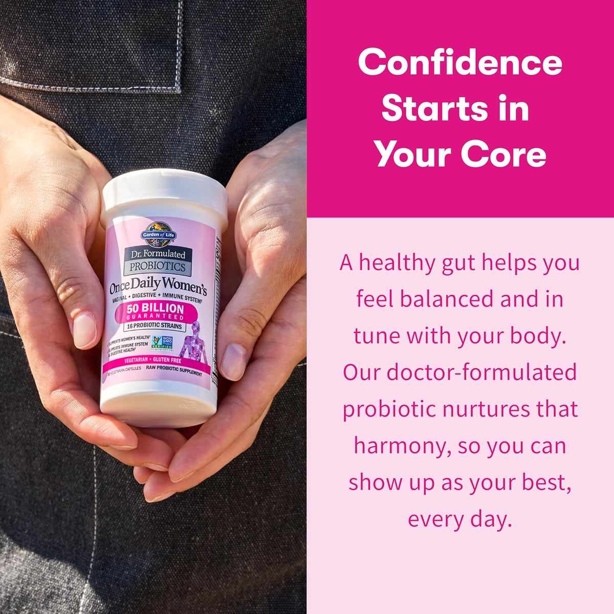 Garden of Life Once Daily Dr. Formulated Probiotics for Women 50 Billion CFU 16 Probiotic Strains with Organic Prebiotics for Digestive, Vaginal & Immune Health, Dairy Free, Shelf Stable 30 Capsules