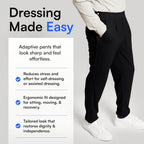 Joe & Bella Men’s Adaptive Pants with Side Zippers – Tear Away Post-Surgery Pants