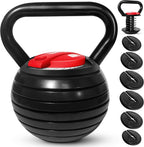 Yes4All Adjustable Kettlebell Set, 20–40 LB Weight Set, Solid Cast Iron Handle with Spacer Disks & Secure Lock, Space-Saving Kettlebell for Home Gym Strength Training, Black