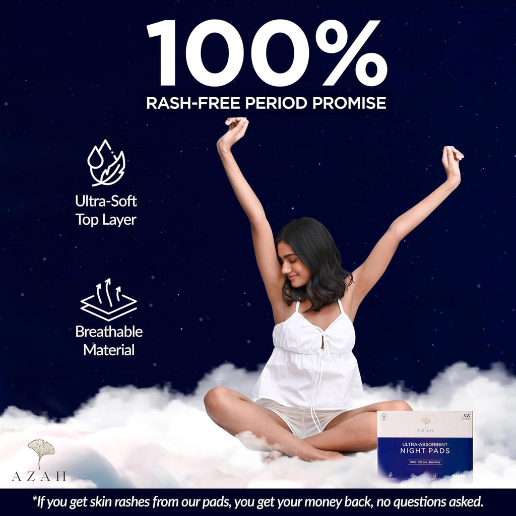 Azah Sanitary Pads for Women XXXL [Pack of 12] | Extra Large Night Pads | Cottony Soft Sanitary Napkins for Women | XXXL Pads for Womens Heavy Flow | Leak Proof for Overnight Protection