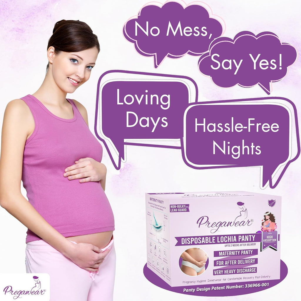 Pregawear Maternity Panty| Disposable Period Panties| Postpartum Underwear| Heavy Flow & Rash Free Periods| Leak Proof Pads After Delivery| Overnight Protection|Toxic Free (Pack of 5 - XXL)