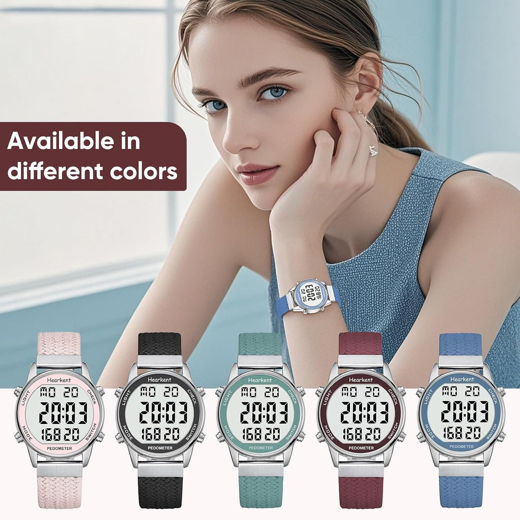 Hearkent Pedometer Watch,Step,Mileage&Calorie Tracker,Large Numbers | Waterproof Fitness Watches Backlight/Countdown/Stopwatch,No Bluetooth,app,or Charging,Step Counter for Walking,Running
