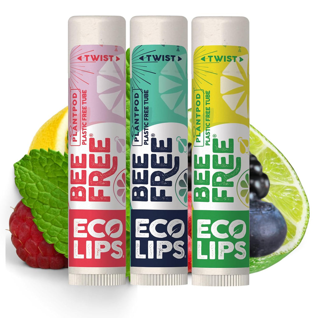 Eco Lips Bee Free Variety Vegan Lip Balm with Candelilla Wax, 3 pack | Nourishes Dry Lips | Plant-Based Ingredients | Cruelty Free | Long-Lasting Moisture | Cruelty & Petroleum Free