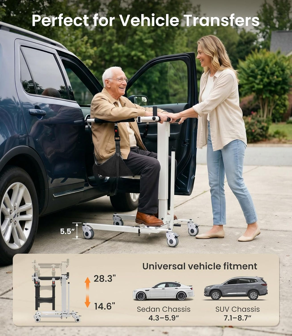 VOCIC Electric Transfer Lift for Car, Portable Folding Patient Lift Transfer Chair, Electric Assist Lift Aid for Seniors, Adults, AY06