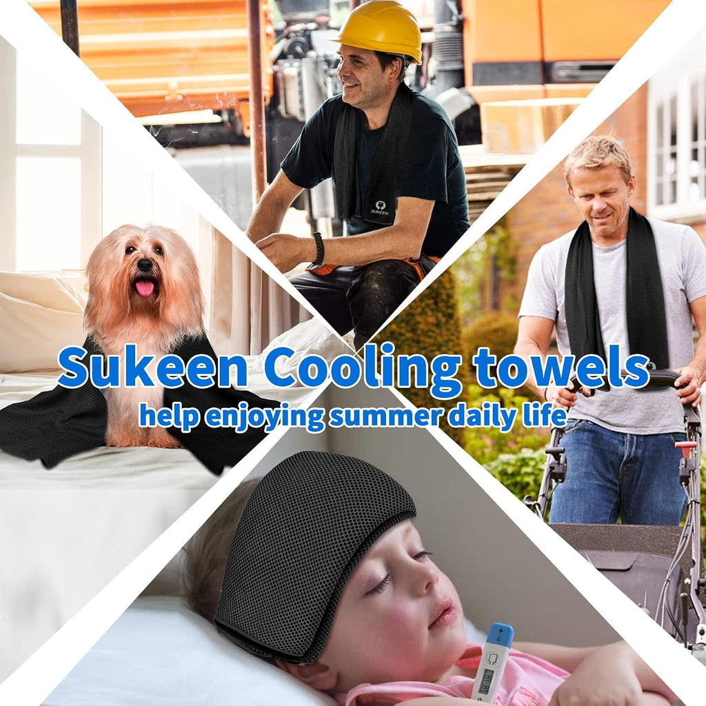 Sukeen 4 Pack Cooling Towels (40"x12") for Neck and Face Instant Cooling | Stay Cool in Hot Weather,Versatility,Soft,Breathable,Durability for Sports,Outdoor activities,Summer works in heat