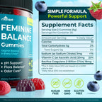 MONSET Feminine Balance Gummies for Women – Vaginal Probiotics for Women pH Balance & Odor Control – 60ct Prebiotics and Probiotics for Womens – Berry Flavor Vaginal Health Supplement