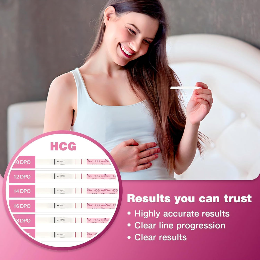 Pregnancy Test Strips Early Detection: Easy@Home 40 x HCG Strips 10mIU/mL, Accurate Early Pregnancy Tests, Sensitive HCG Pregnancy Test Strips with Smart APP, Home Fertility Testing Kit 40 Packs