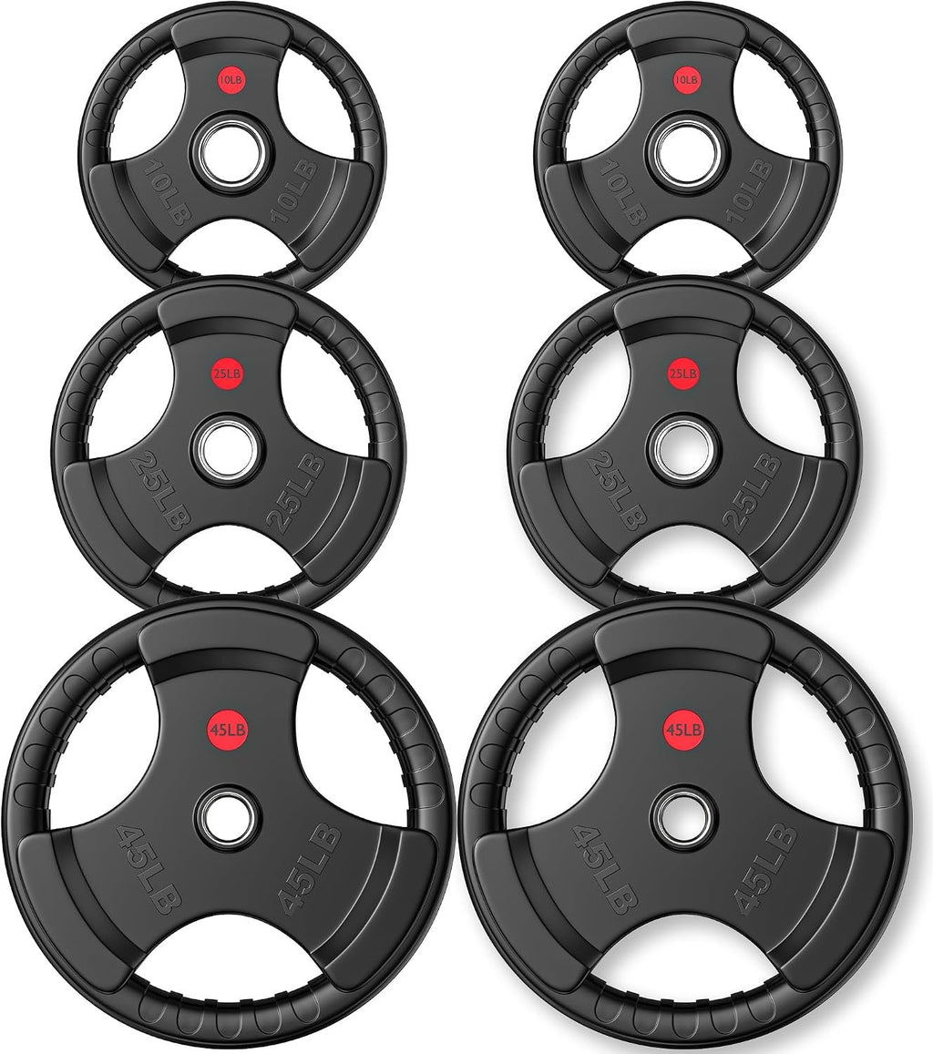 GIKPAL Olympic Weight Plates, 2-Inch Rubber Coated for Strength Training