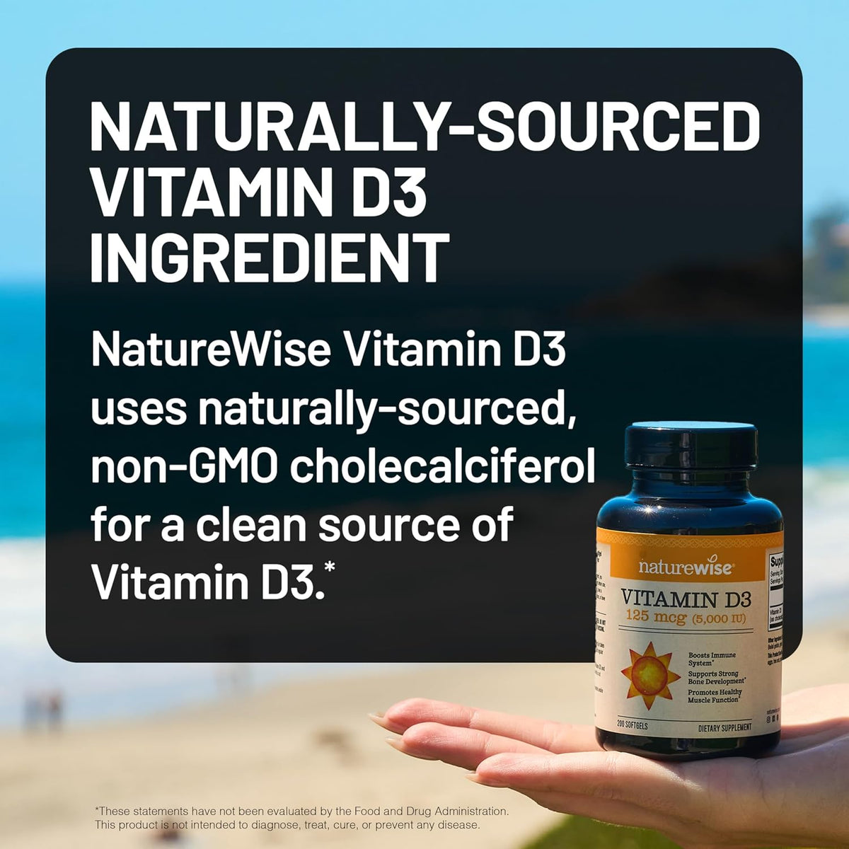 NatureWise Vitamin D3 5000IU Supplement, Bone & Immune Health, 30 Softgels