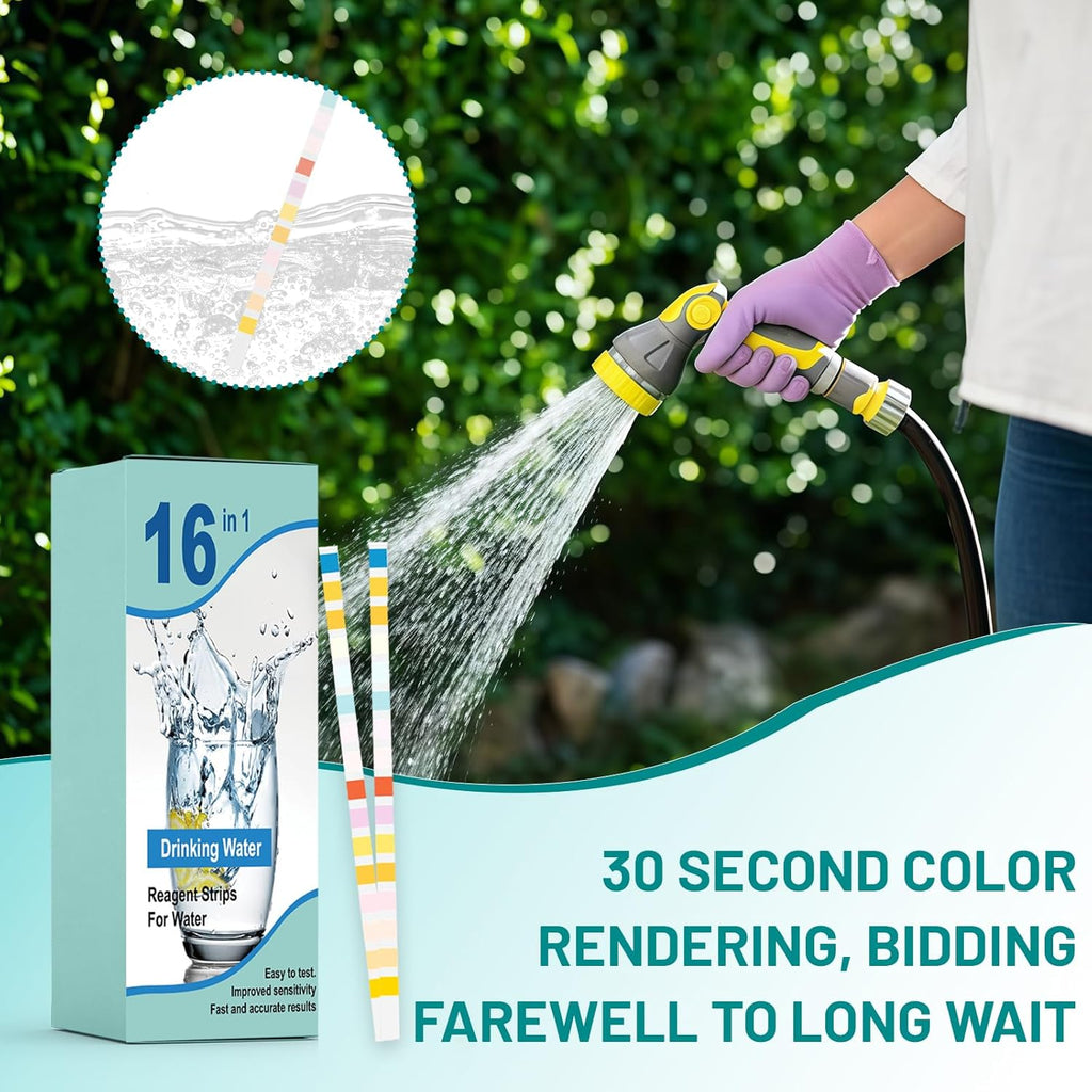 150 Pieces 16 in 1 Water Test Strips, Pool and SPAs Water Test and Drinking Water, Water Test Strips Kit with 16 Parameters, Total Hardness Analysis, pH Test, Alkalinity
