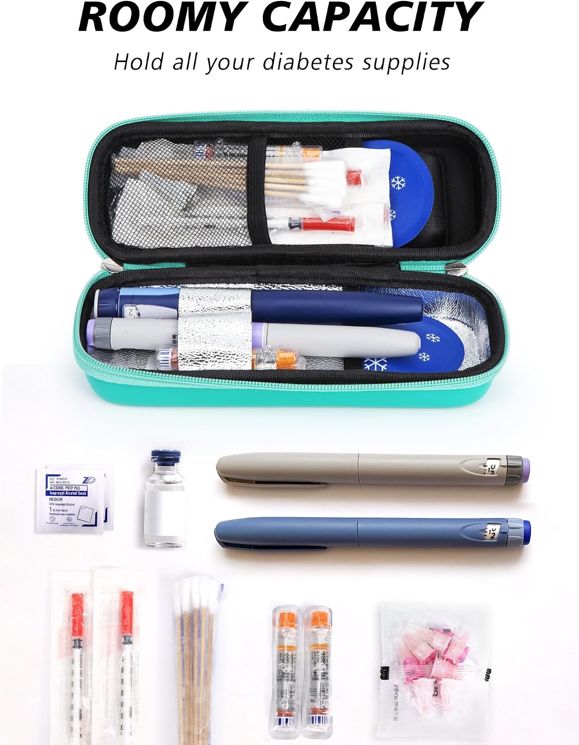 YOUSHARES Insulin Cooler Travel Case, Peptide Travel Case with Temp Display | Insulated Medicine Cooling Bag with 2 TSA Approved Ice Pack, Medication Pens Diabetic Supplies Storage for Travel & Daily Use