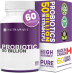 Nutrawave 50 Billion Daily Probiotic for Men & Women – 15 Strains of Live Cultures | 60 Vegan, Gluten-Free Capsules