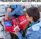 SurviveX Large First Aid Kit, Labeled Pockets, Zip Stitch Wound Closures | Close wounds without stitches, quickly find what you need, first aid emergency kit for car, home, travel, camping, outdoors