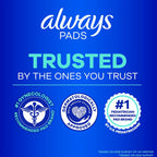 Always Ultra Thin Feminine Pads with Wings for Women, Size 2, Long Super Absorbency, Unscented, Up to 100% Leak-Free Protection, 58 Count