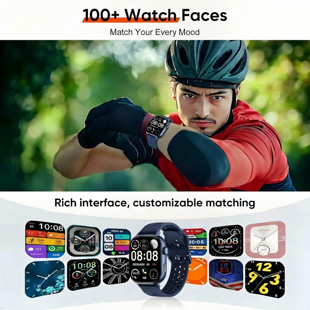 2026 Distance & Pace GPS Running Watch for Runners - Call & Text, AMOLED Large Screen, 50m Waterproof Swimming, Calorie & Step Counter, 2 Bands, Long Battery, for Seniors Men Women（Blue）