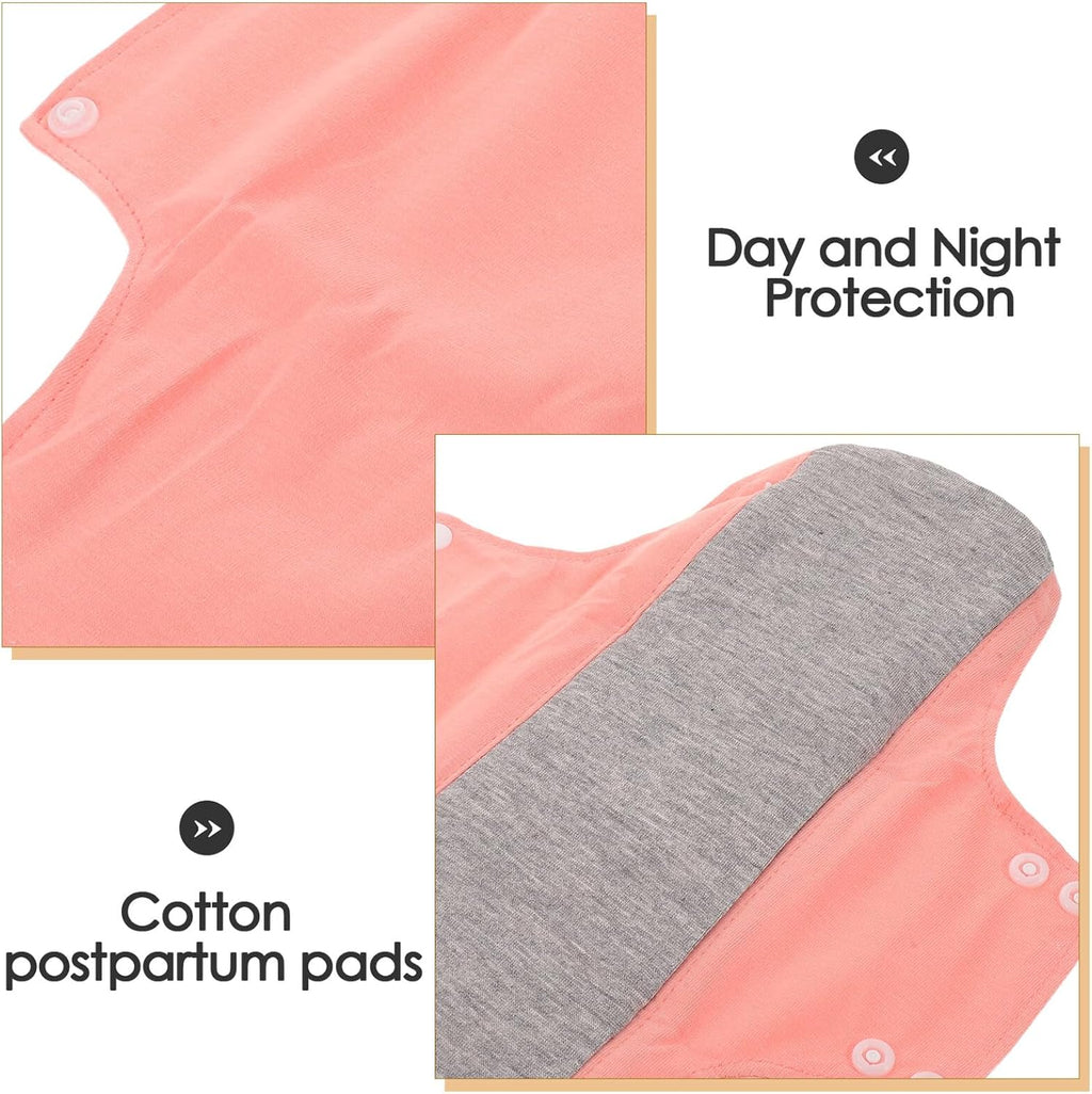 2pcs Reusable Postpartum Pads for Women Pink Cotton Leak Resistant Washable Panty Liners Soft Maternity Bladder Control Pads for Overnight and Postpartum
